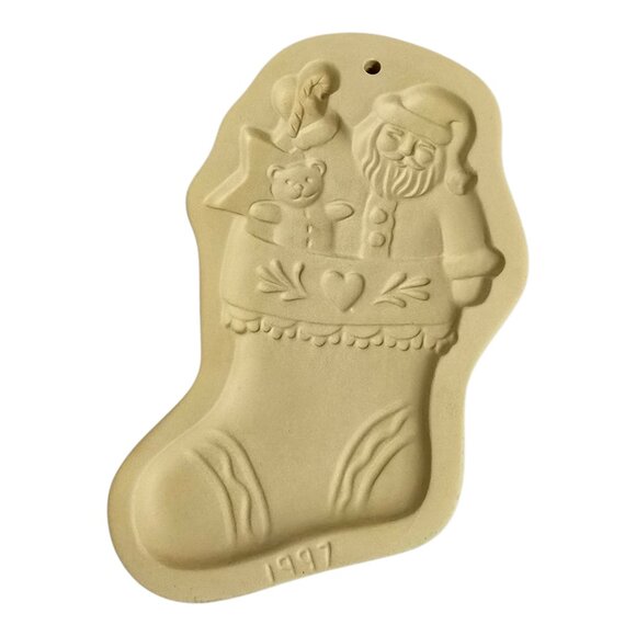 NEW Vintage 1997 Santa's Stocking Cookie Mold by Brown Bag Cookie Art w/ Book - Picture 2 of 5